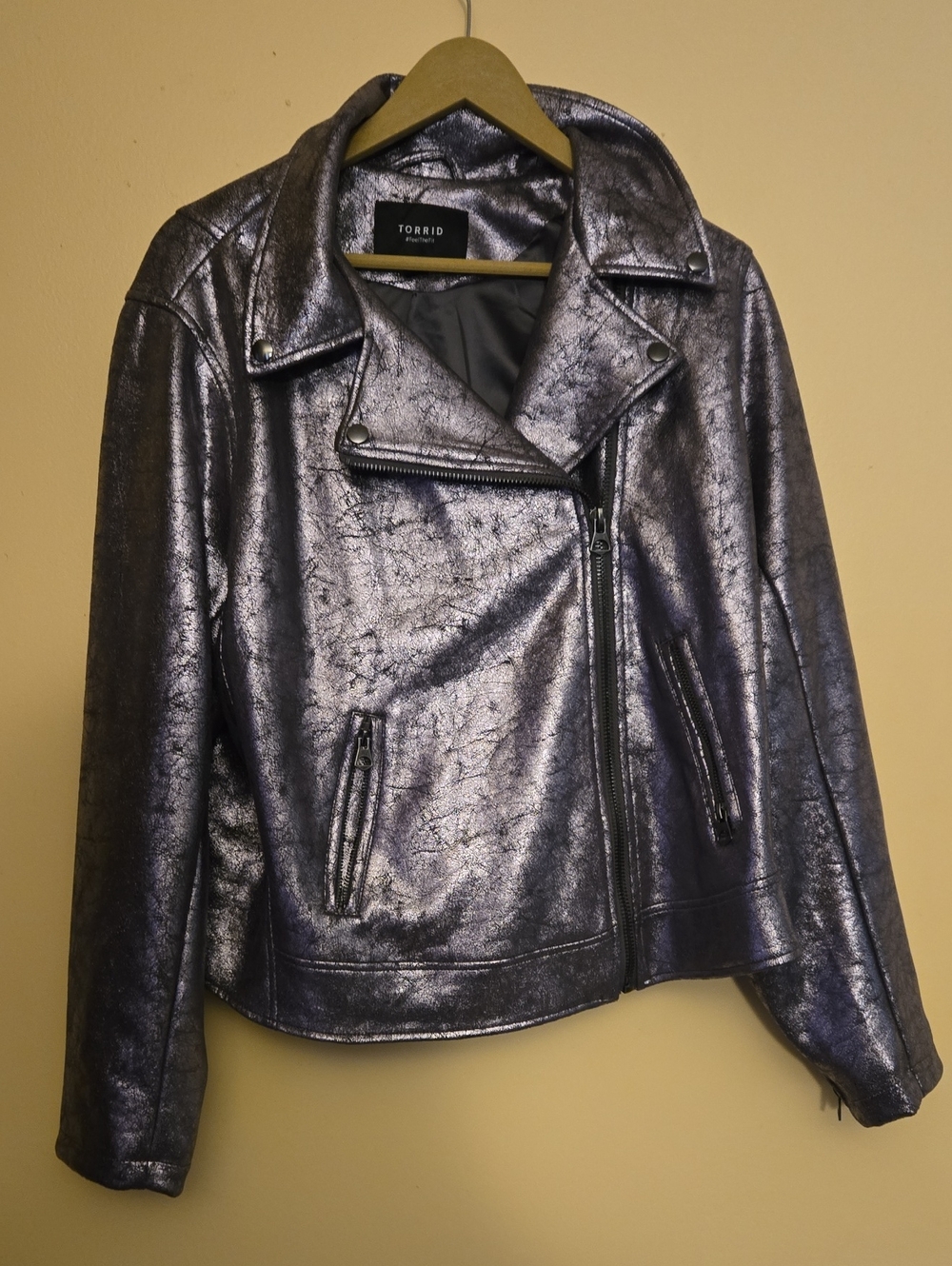 torrid Metallic Grey Moto Jacket with Shimmer